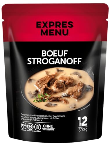 EXPRES MENU Boeuf Stroganoff | Geschmortes Rinderkotelett mit Champignons und Zwiebelsauce | Fertiggerichte | 2 Portionen von EXPRES MENU