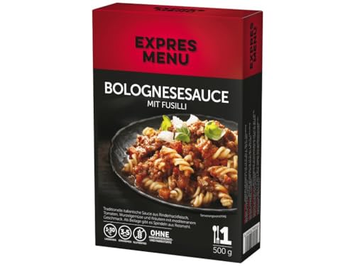 EXPRES MENU Bolognesesauce mit Fusilli | Traditionelle italienische Rindfleischsauce mit Spindeln | Komplettes Fertiggericht von EXPRES MENU