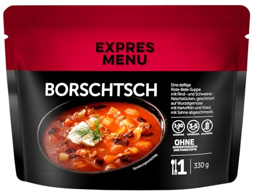 EXPRES MENU Borschtsch mit Roter Bete, Rind- und Schweinefleisch | Herzhaft und gesund | Fertigsuppe | 1 Portion von EXPRES MENU