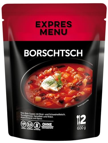 EXPRES MENU Borschtsch mit Roter Bete, Rind- und Schweinefleisch | Herzhaft und gesund | Fertigsuppe (2 Portionen, Borschtsch) von EXPRES MENU