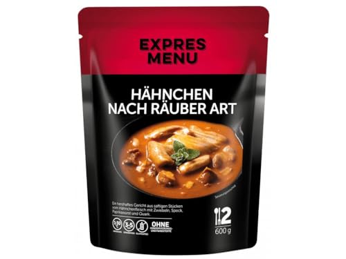 EXPRES MENU Hähnchen nach Räuber Art | Hähnchen mit Zwiebeln, Paprikawurst und Hüttenkäse | Fertiggericht | 2 Portionen von EXPRES MENU