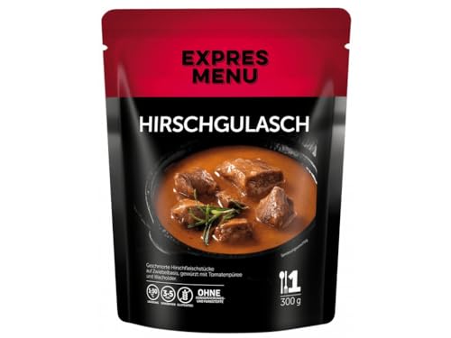 EXPRES MENU Hirschgulasch | Verzehrfertig | Mit magerem Fleisch und herzhaftem Eintopf |1 Portion von EXPRES MENU