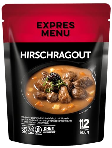 EXPRES MENU Hirschragout | geschmort in Rotwein und Wurzelgemüse | Fertiggericht | 2 Portionen von EXPRES MENU