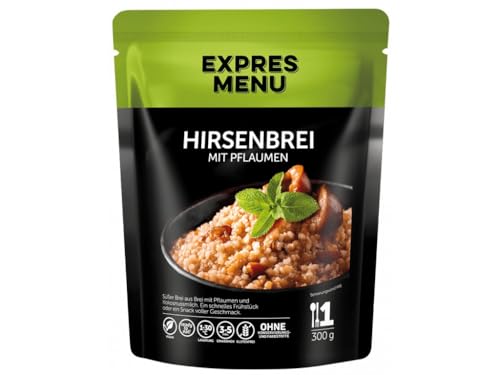 EXPRES MENU Hirsebrei mit Zwetschgen | mit Kokosmilch | Süßes Veganes Frühstück | Schnelle und gesunde Zwischenmahlzeit | 1 Portion von EXPRES MENU