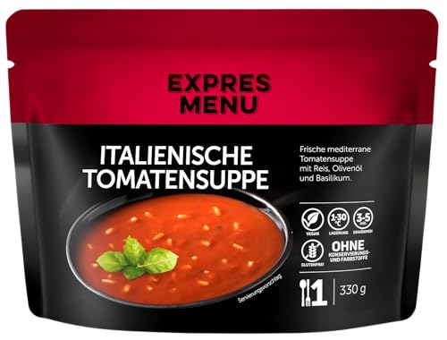 EXPRES MENU Italienische Tomatensuppe | Mit Reis, Olivenöl und Basilikum | Fertiggericht | 1 Portion von EXPRES MENU