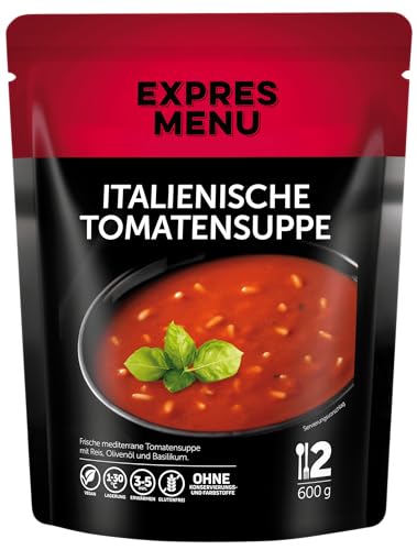 EXPRES MENU Italienische Tomatensuppe | Mit Reis, Olivenöl und Basilikum | Fertiggericht (2 Portionen, Italienische Tomatensuppe) von EXPRES MENU