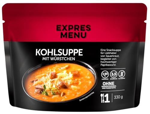 EXPRES MENU Kohlsuppe mit Schweinefleisch Würstchen | Glutenfreie Snack-Suppe | Fertiggericht | 1 Portion von EXPRES MENU