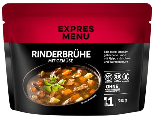 EXPRES MENU Rinderbrühe mit Gemüse | Mit Rindfleischstücken und Wurzelgemüse |1 Portion von EXPRES MENU