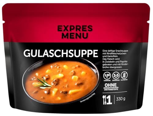 EXPRES MENU Rindergulaschsuppe | Gulaschsuppe | Fertiggericht | Herzhafte Snack-Suppe | 1 Portion von EXPRES MENU