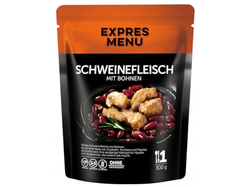 EXPRES MENU Schweinefleisch mit Bohnen | Gesunde verzehrfertige Mahlzeit |1 Portion von EXPRES MENU