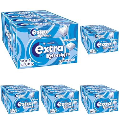 EXTRA® REFRESHERS Peppermint, erfrischendes Geschmackserlebnis, 12x8 Stück (Packung mit 5) von EXTRA