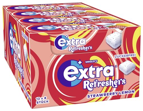 EXTRA® REFRESHERS Strawberry Lemon, erfrischendes Geschmackserlebnis, 12x8 Stück von EXTRA