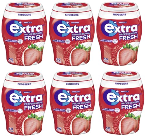 EXTRA PROFESSIONAL Fresh Dose Erdbeere 6x50 Dragees (6 Dosen) Kaugummi I Zahnpflege I Zuckerfrei I Frischer Atem - Atemerfrischer von EXTRA