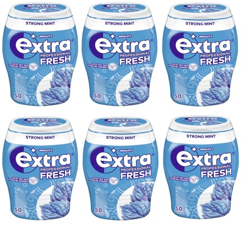 EXTRA PROFESSIONAL Fresh Dose Strong Mint 6x50 Dragees (6 Dosen) Kaugummi I Zahnpflege I Zuckerfrei I Frischer Atem - Atemerfrischer von EXTRA