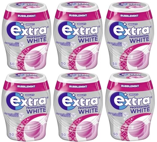 EXTRA PROFESSIONAL White Dose Bubblemint 6x50 Dragees (6 Dosen) I Kaugummi I Zahnpflege I Zuckerfrei I Frischer Atem - Atemerfrischer von EXTRA