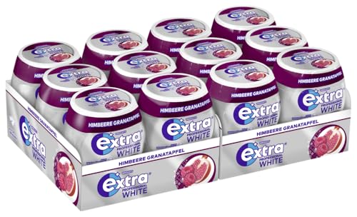 EXTRA PROFESSIONAL White Dose Himbeere Granatapfel 12x50 Dragees (12 Dosen) I Kaugummi I Zahnpflege I Zuckerfrei I Frischer Atem - Atemerfrischer von EXTRA