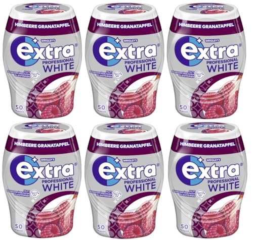 EXTRA PROFESSIONAL White Dose Himbeere Granatapfel 6x50 Dragees (6 Dosen) Kaugummi I Zahnpflege I Zuckerfrei I Frischer Atem - Atemerfrischer von EXTRA