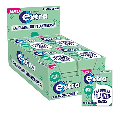 Extra Kaugummi auf Pflanzenbasis | Spearmint | 12 Packungen mit je 16 Dragees von EXTRA