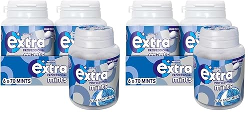 Extra Professional Classic Mint, Zuckerfreie Lutschpastillen, Multipack mit 6x70 Lutschpastillen, Für frischen Atem (Packung mit 2) von EXTRA