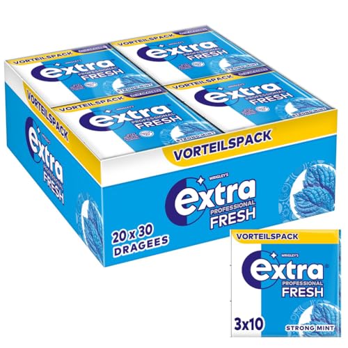 Extra Professional Fresh Strong Mint, Zuckerfreier Kaugummi, Multipack mit 20x30 Dragees, Für frischen Atem von EXTRA