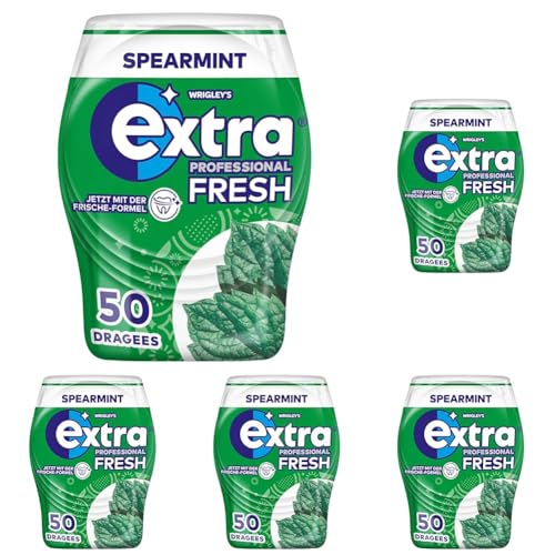 Extra Professional Kaugummi, Frische grüne Minze, 50 Dragees (Packung mit 5) von EXTRA