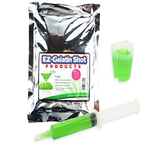 Green Apple Appletini Jello Shot Mix 192.2 g - Premium Glutenfreie Jello Mix für leckere Jello Shots - Einfach herzustellen EZ Gelatinepulvermischung für Jello Shots - Erwachsene Neujahr und Urlaub von EZ-SQUEEZE