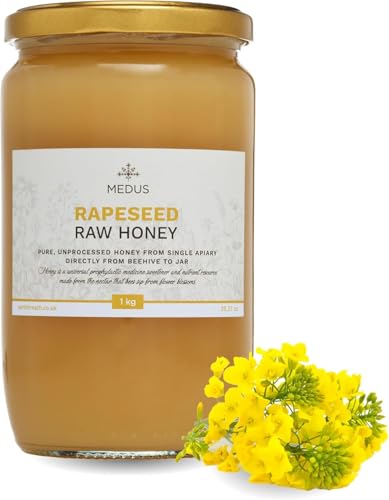 Earthbreath Rapeseed Raw Honey - Oilseed Canola - 1kg - Pure, Unprocessed, Unpasteurised - From Single Apiary - Natural Healthy Sweetener for Cooking, Coffe, Tea, Juice, Drinks, Food von Earthbreath