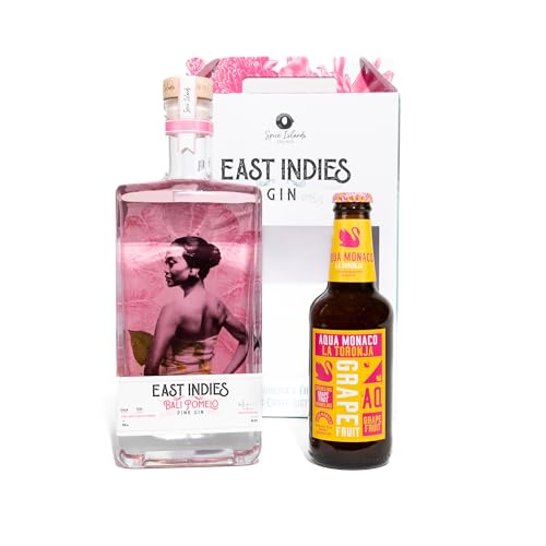 Bali Pomelo Gin Geschenkbox mit Grapefruit Tonic - East Indies Bali Pomelo Pink Gin 0,7l mit Aqua Monaco Grapefruit 0,23l von East Indies Gin