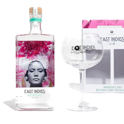 East Indies Archipelago Dry Gin Geschenkset – Premium Gin mit stilvollem Gin Ballon Glas in edler Geschenkverpackung (1 x 0,7l) von East Indies Gin