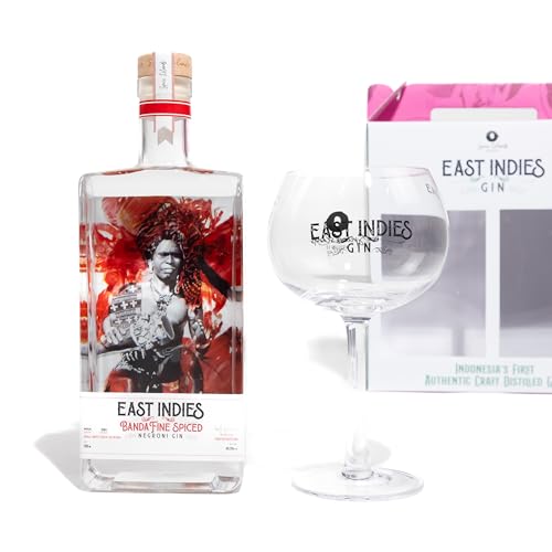 East Indies Banda Spiced Negroni Gin Geschenkset – Exklusiver Gin mit stilvollem Ballon Glas in hochwertiger Geschenkbox (1 x 0,7l) von East Indies Gin