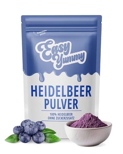 Easy Yummy Heidelbeerpulver, 100% wildes Blaubeerpulver ohne Zuckerzusatz (250g) von Easy Yummy