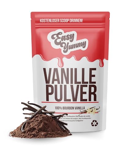 Easy Yummy Vanille Pulver (50g), 100% Bourbon Vanille Gemahlen zum Backen von Easy Yummy