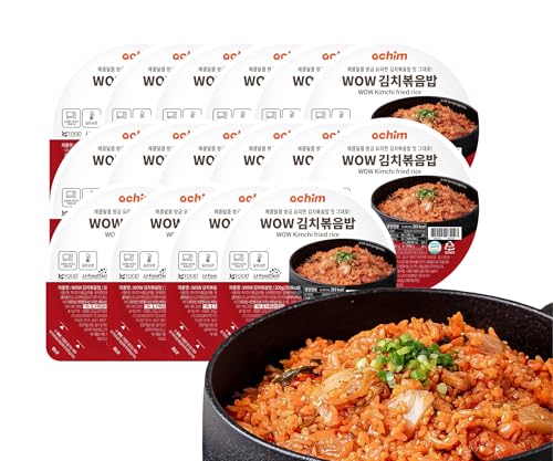 ACHIM WOW Fertigreis mit Kimchi & Gemüse | 200g | Schnelle vegane Mahlzeit | Mikrowellenfertig in 90 Sekunden | Reich an Gemüse & ohne Konservierungsstoffe (16er-Pack, Gebratener Kimchi-Reis 200g) von EasyCookAsia