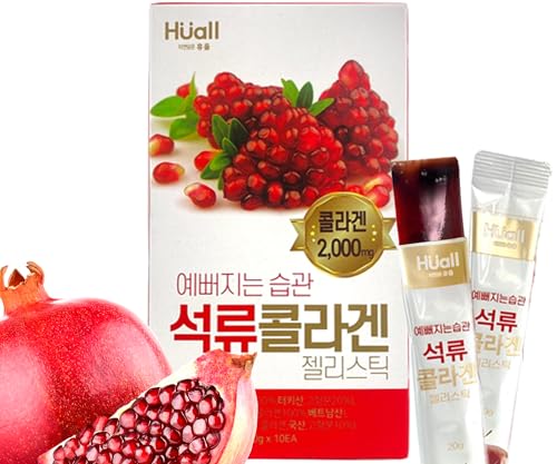 Hüall Granatapfel-Kollagen-Gelee-Sticks | 20g x 30er | Korean Beauty | Unterstützt Hautelastizität und Immunabwehr | Nährstoffergänzung mit dem natürlichen Kraftpaket aus Kollagen und Granatapfel von EasyCookAsia