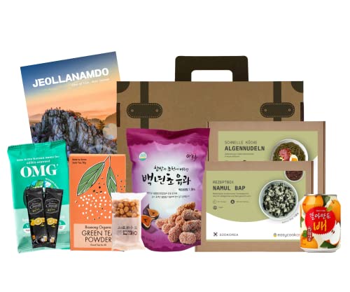 Korea Vegan Gourmetbox | inkl. Bio-Grünertee, Seetang, Algennudeln | Geschenkidee für Asia Kultur Liebhaber von EasyCookAsia