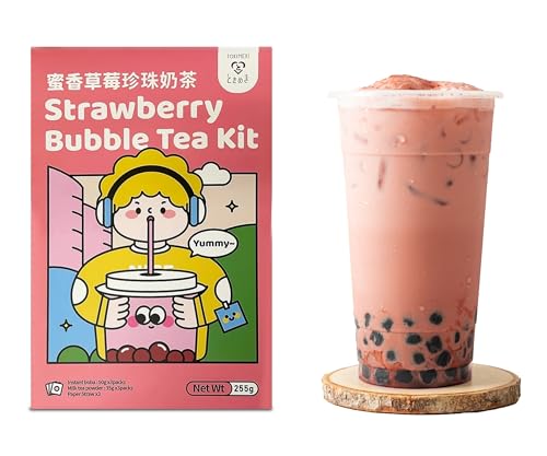 Tokimeki Strawberry Bubble Tea Kit 255g | Süßer Erdbeer-Genuss | Einfach Zuhause Zubereiten | Für Heißen oder Kalten Genuss von EasyCookAsia
