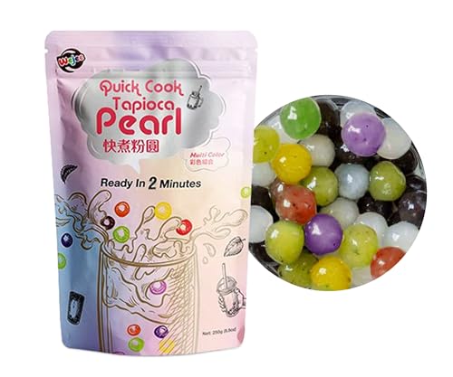 Wejee Quick Cook Tapioca Pearl 250g x 4pack | Schnelle Zubereitung für Bubble Tea | Vegan & Glutenfrei | Ideal für Boba-Getränke und Desserts | Einfach zu Kochende Boba Perlen (Multi colour) von EasyCookAsia