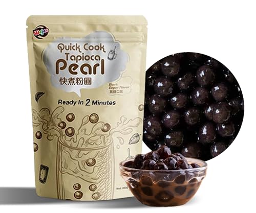 Wejee Quick Cook Tapioca Pearl 250g x4pack | Schnelle Zubereitung für Bubble Tea | Vegan & Glutenfrei | Ideal für Boba-Getränke und Desserts | Einfach zu Kochende Boba Perlen (Black Sugar) von EasyCookAsia