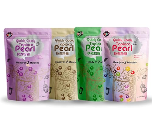 Wejee Quick Cook Tapioca Pearl 250g x4pack | Schnelle Zubereitung für Bubble Tea | Vegan & Glutenfrei | Ideal für Boba-Getränke und Desserts | Einfach zu Kochende Boba Perlen (Mix) von EasyCookAsia