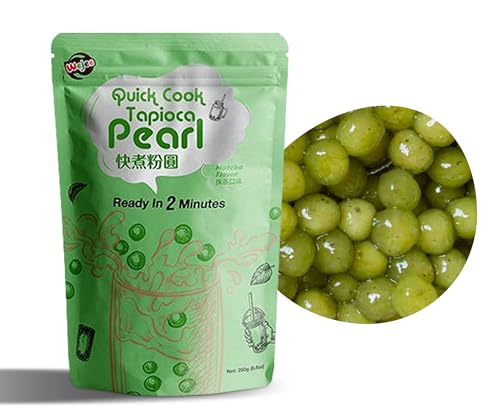 Wejee Quick Cook Tapioca Pearl 250gx4pack | Schnelle Zubereitung für Bubble Tea | Vegan & Glutenfrei | Ideal für Boba-Getränke und Desserts | Einfach zu Kochende Boba Perlen (Matcha) von EasyCookAsia