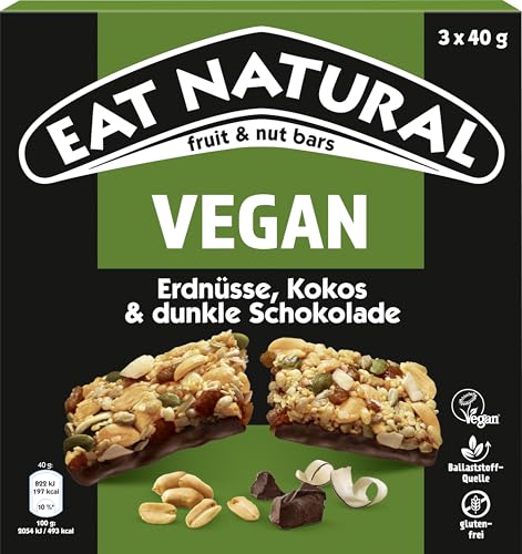 Eat Natural Frucht-und Nussriegel - Protein Erdnüsse, Mandeln und Salted Caramel - Proteinquelle glutenfreier Snack - optimal für unterwegs - 3x40 g von Eat Natural