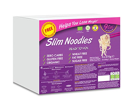 Eat Water Slim Pasta Nudeln Zero Kohlenhydrate Enviro 5er Pack * 270 Gramm | aus glutenfreiem Bio-Konjakmehl | Keto Paleo Diät & Vegan | von Eat Water