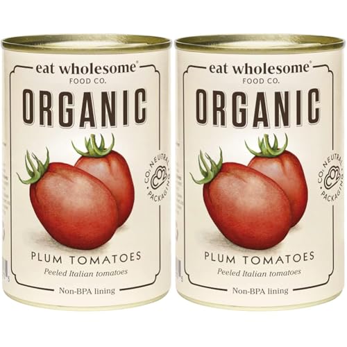 Eat Wholesome Tomaten, Bio Geschälte Tomaten, 400 g (12er-Pack), Schältomaten (Packung mit 2) von Eat Wholesome Food Co.