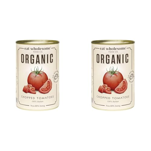 Eat Wholesome Tomaten, Bio Geschälte tomaten in stück, 400 g (12er-Pack) | Bio tomatenstücke, gehackte tomaten (Packung mit 2) von Eat Wholesome Food Co.