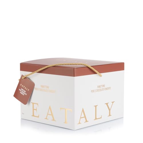 Eataly Panettone Birnen und dunkle Schokolade mit natürlicher Hefe 1 kg – Weihnachtssüßigkeit ohne Rosinen und kandierte Orange – Elegante Geschenkbox mit Signatur Eataly von Eataly