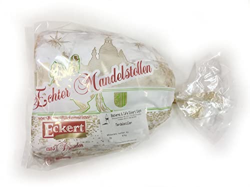 Mandelstollen Bäckerei Eckert - echter handgemachter Stollen aus Dresden (1000 g halber Stollen) von Eckert