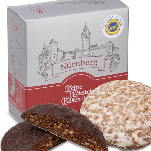 Nürnberger Elisen-Lebkuchen - 2 Stück gemischt - 150g - Echte Eckstein Elisenlebkuchen von Eckstein