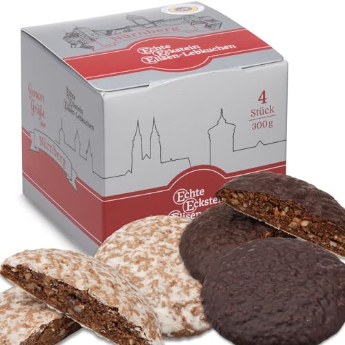 Nürnberger Elisen-Lebkuchen - 4 Stück gemischt - 300g - Echte Eckstein Elisenlebkuchen von Eckstein