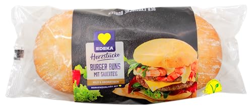 Edeka Herzstücke Burger Buns mit Sauerteig mild & aromatisch, 7er Pack (7 x 360g) von Edeka Herzstücke