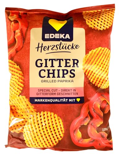 Edeka Herzstücke Gitter Chips grilled Paprika, 12er Pack (12 x 125g) von Edeka Herzstücke